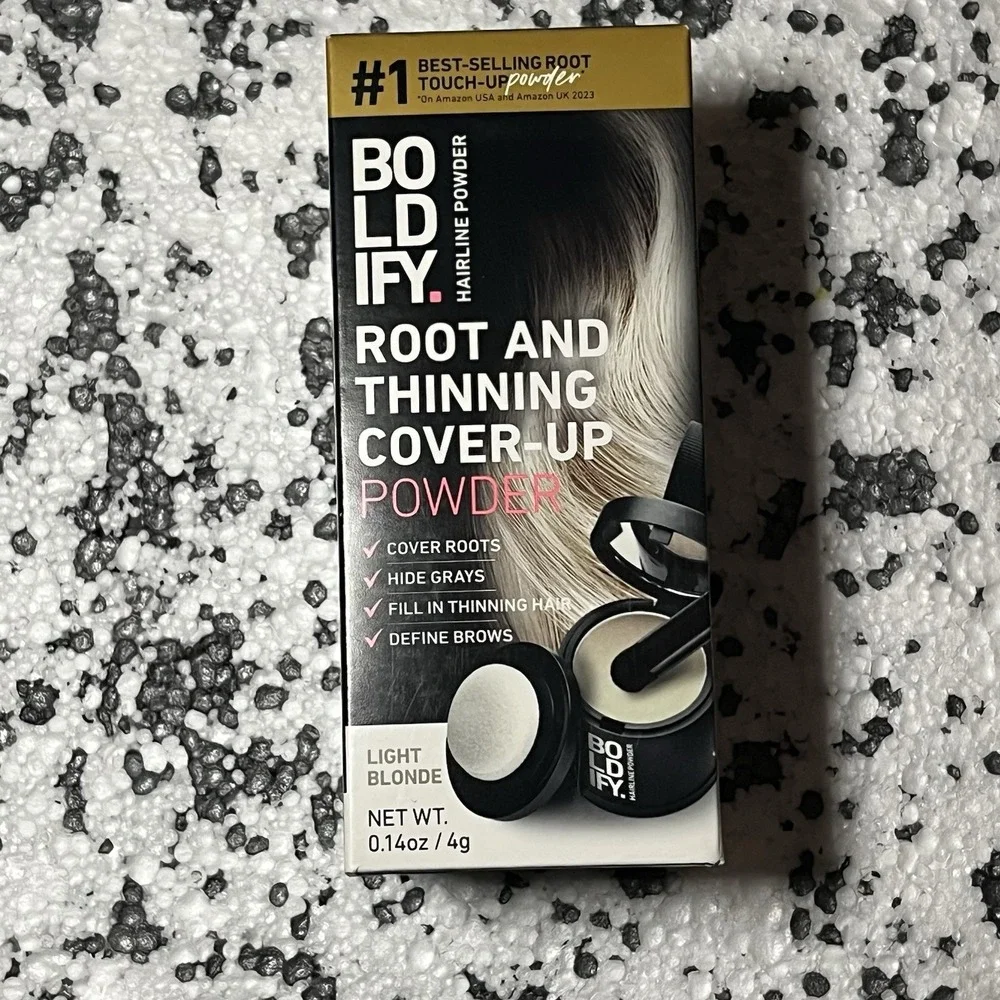 BOLDIFY Root Touch Up Powder with Brush, Covers Thinning Hair Grays Light Blonde